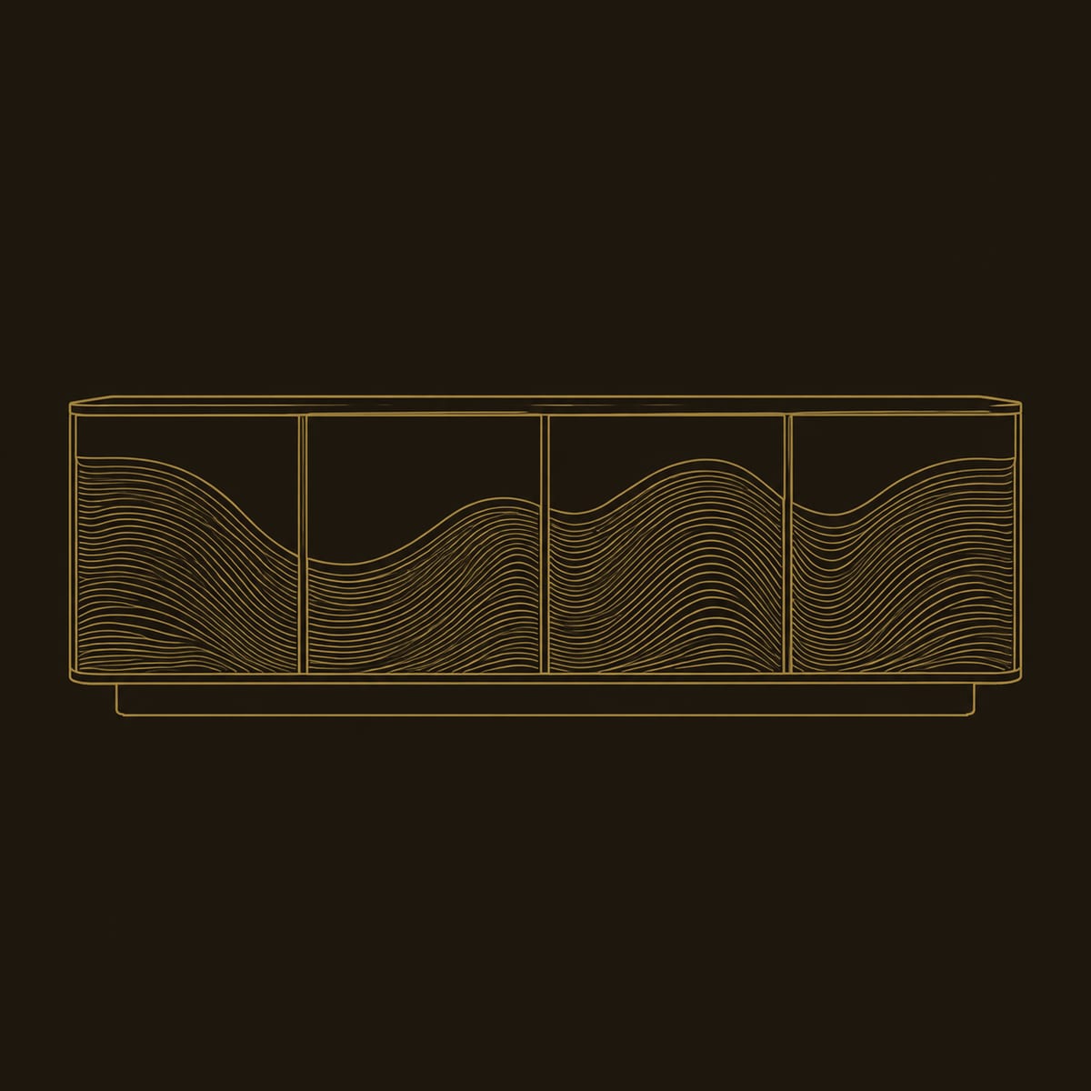 Rounded Sideboard with Ribbed Wave Carved Doors dimension diagram