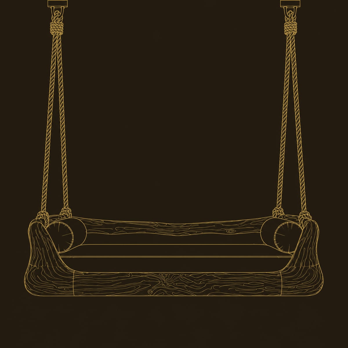 Sculpted Daybed Swing With Thick Wood Sides And Cushioned Seat dimension diagram
