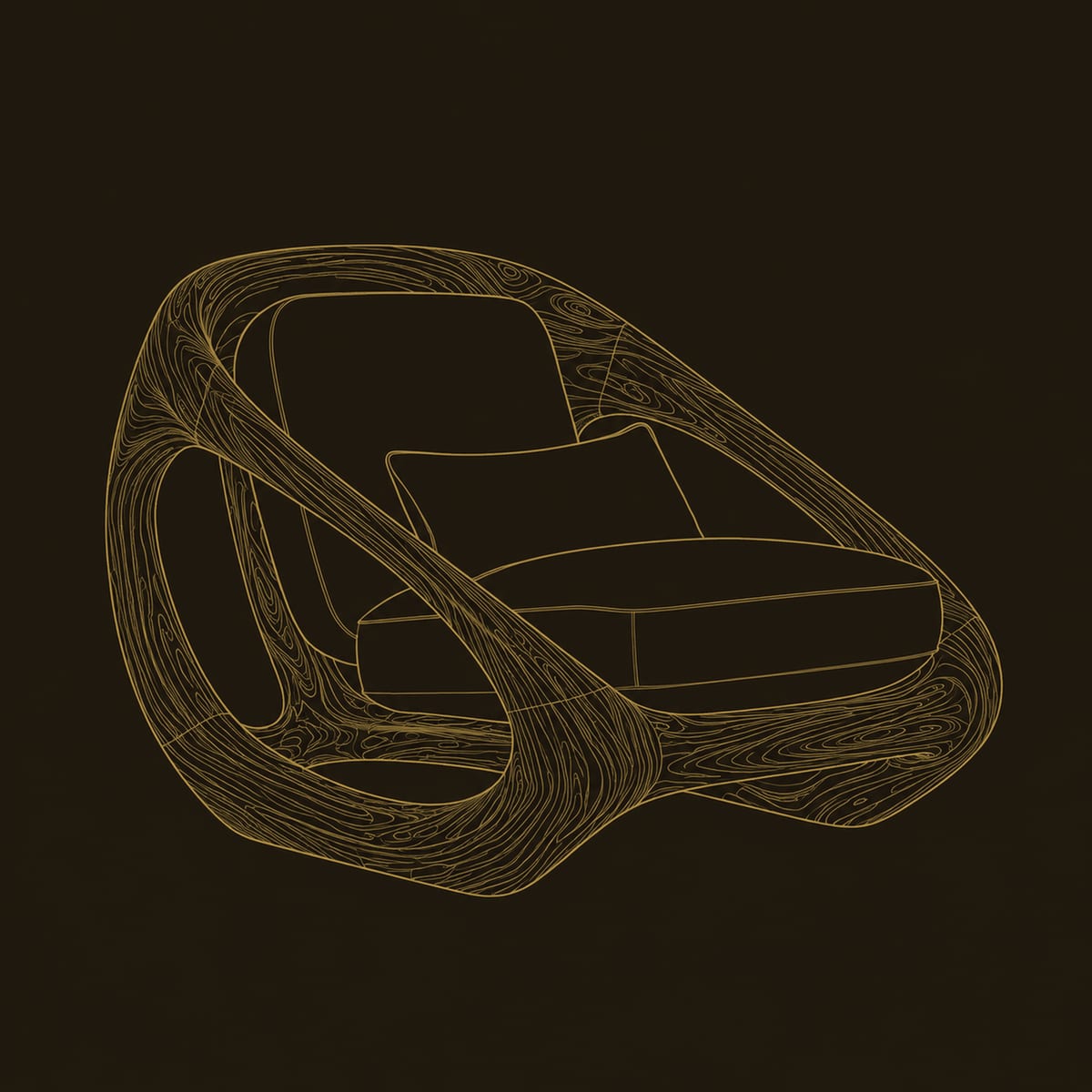 Sculpted Loop Frame Lounge Chair With Wide Open Side Cutouts dimension diagram