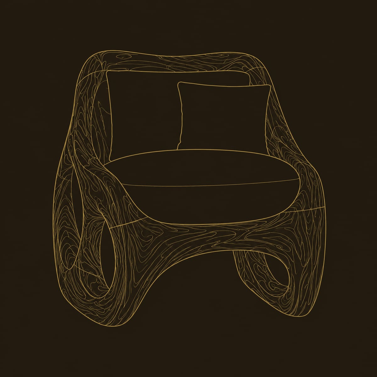 Sculpted Lounge Chair With Circular Side Cutouts dimension diagram