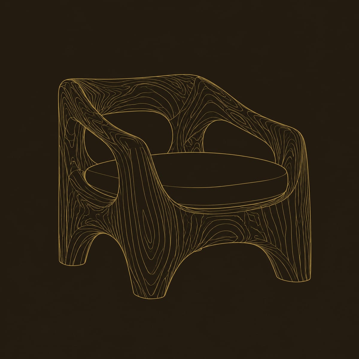 Sculpted Lounge Chair With Open Arm Cutouts And Cream Cushion dimension diagram