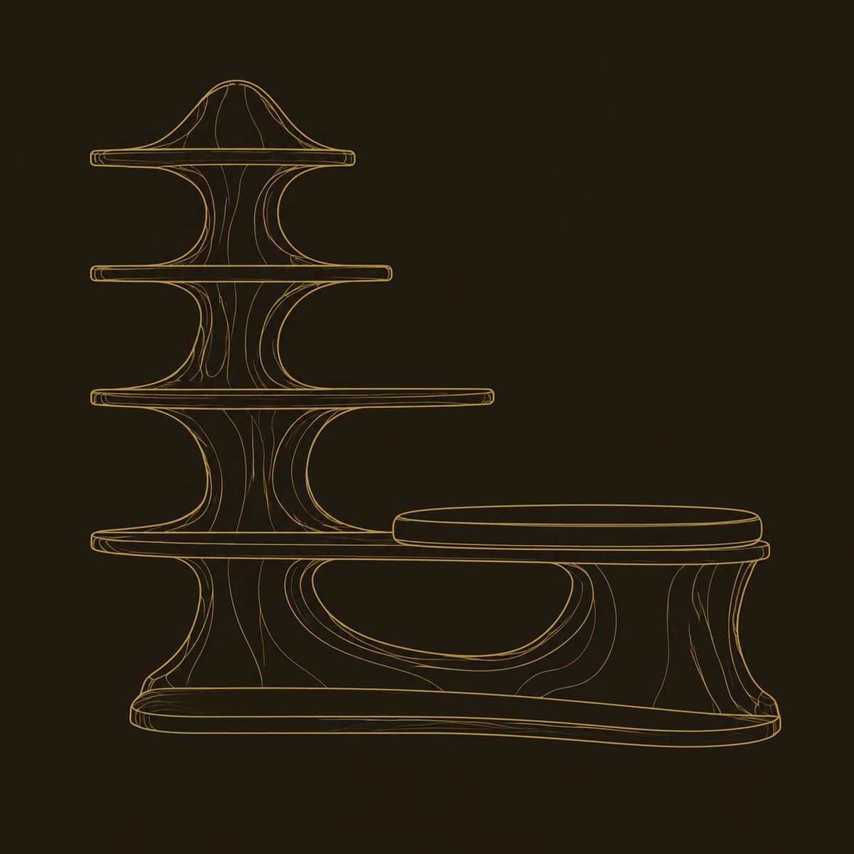 Sculpted Shoe Bench With Tiered Shelves And Cushioned Seat dimension diagram