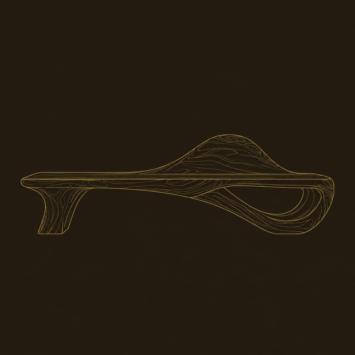 Sculpted Wave Bench With Raised Rest And Open Loop Base dimension diagram