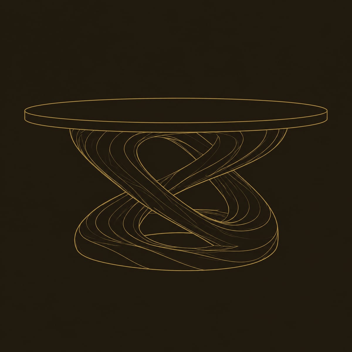 Sculptural Round Coffee Table on an Interlaced Loop Base dimension diagram
