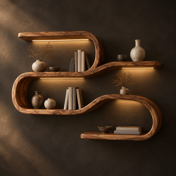Serpentine Shelves With Three Flat Levels And Looped Bends