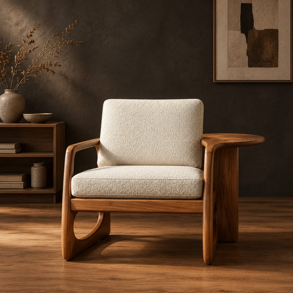 Slab Side Lounge Chair With Wide Paddle Arm And Cutout Base