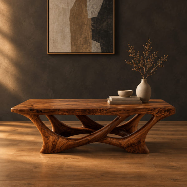 Slab Top Coffee Table On A Branching Root Style Base
