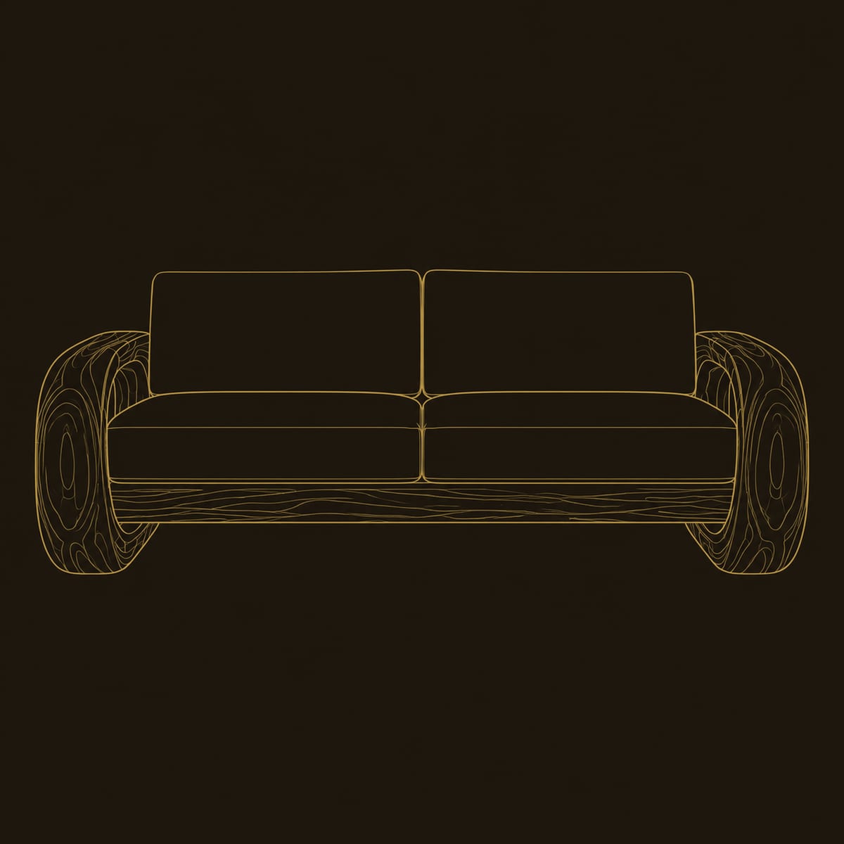 Sofa With Sculpted Open Loop Arms And A Low Wood Frame dimension diagram