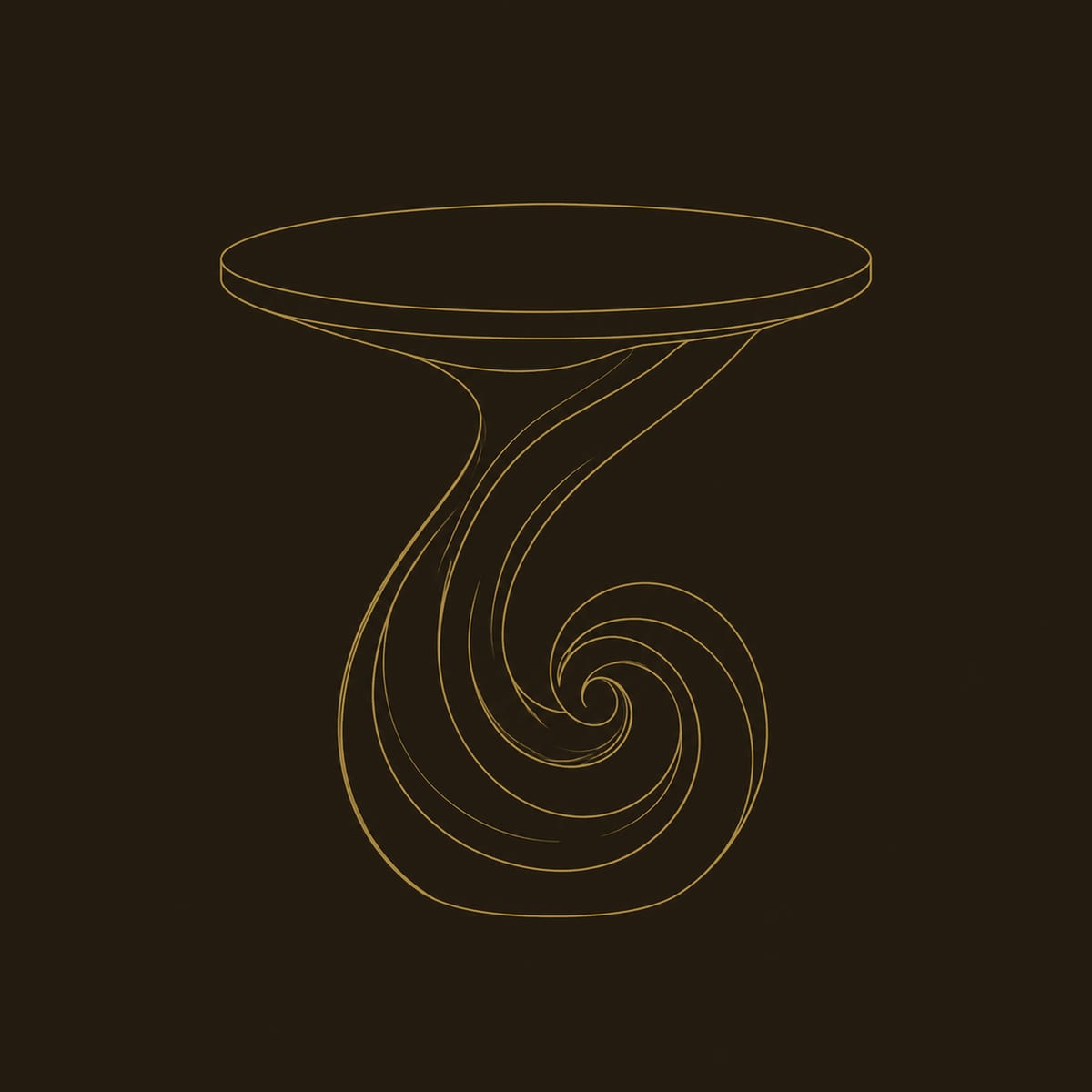Spiral Scroll Pedestal Side Table With Round Top dimension diagram