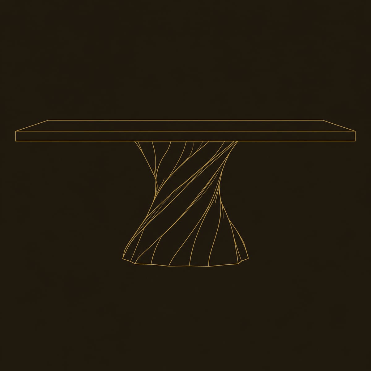 Spiral Twist Pedestal Dining Table With Two Hourglass Bases dimension diagram