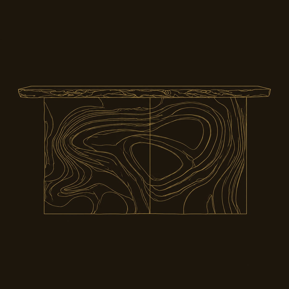 Swirl Carved Console Table With A Natural Edge Top dimension diagram
