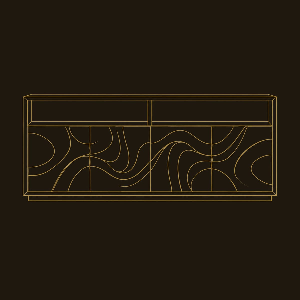 Swirl Carved Sideboard With Open Top Shelves dimension diagram
