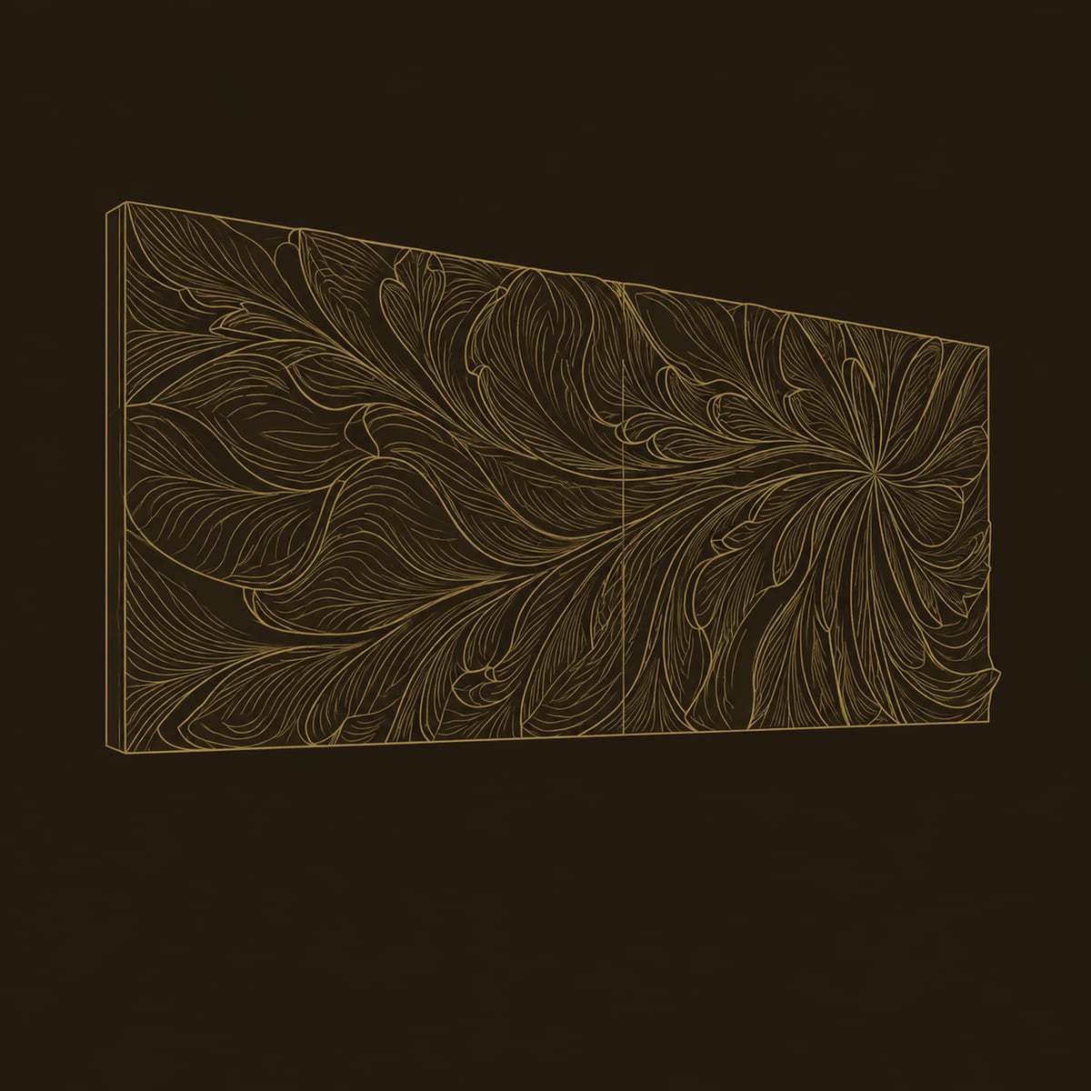 Swirling Leaf Relief Wall Art With Deep Carved Layers dimension diagram