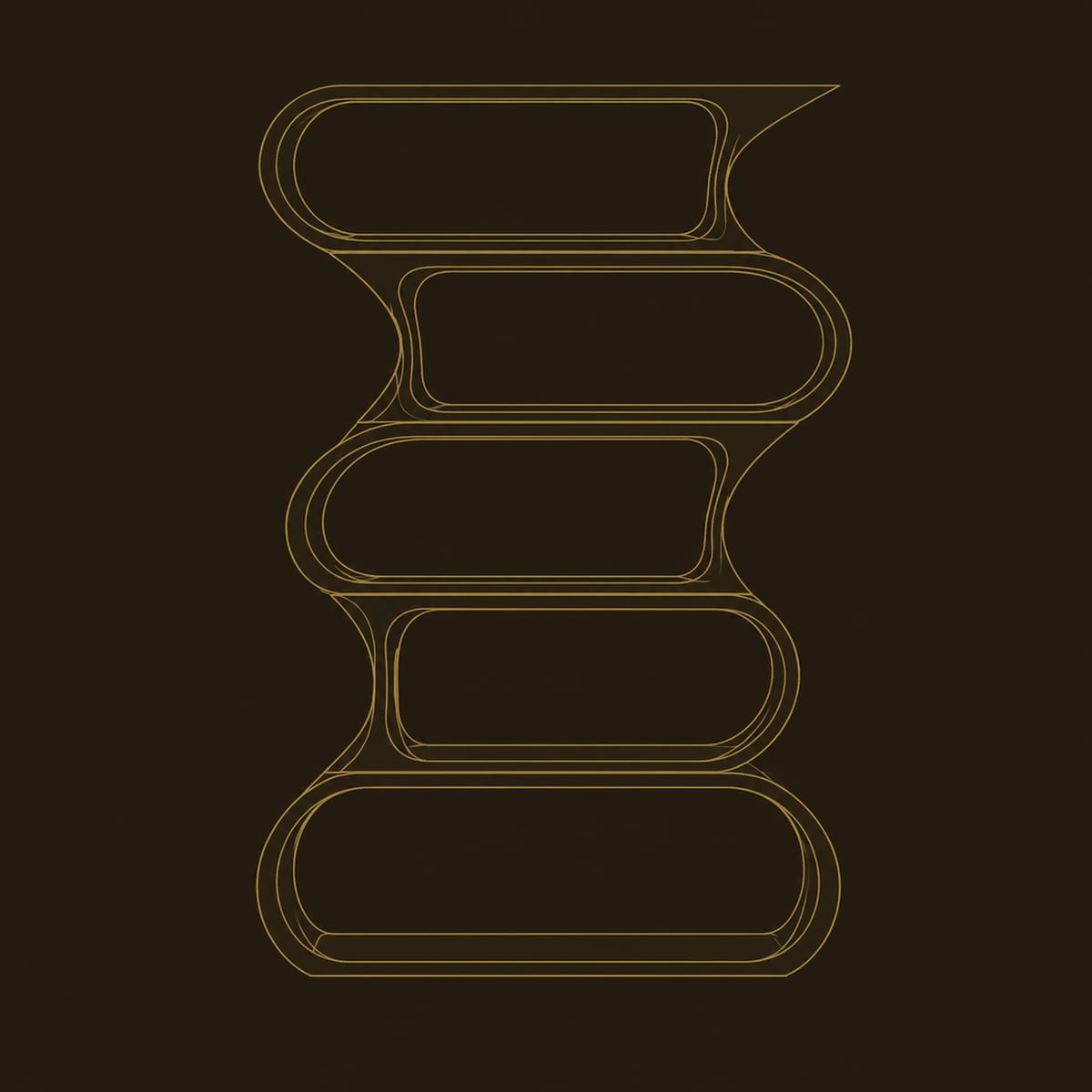 Tall Bookshelf With Five Stacked Wavy Loop Tiers dimension diagram