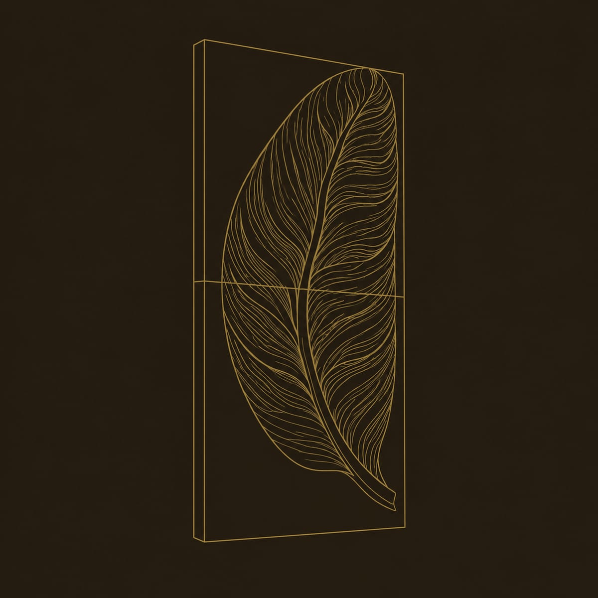 Tall Carved Leaf Wall Art With Flowing Midrib And Fine Veins dimension diagram