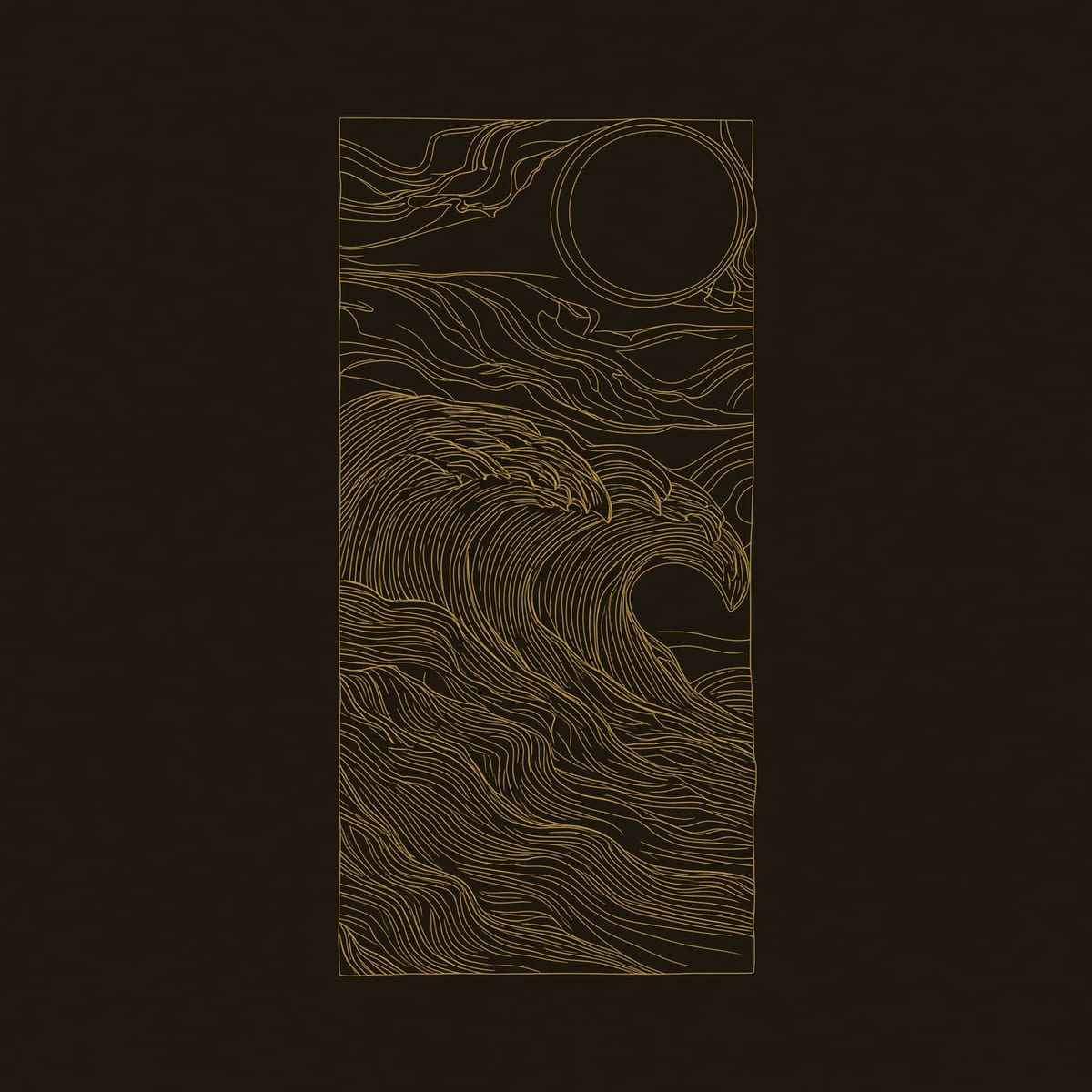 Tall Moon Wall Panel with Carved Rolling Wave Crests dimension diagram