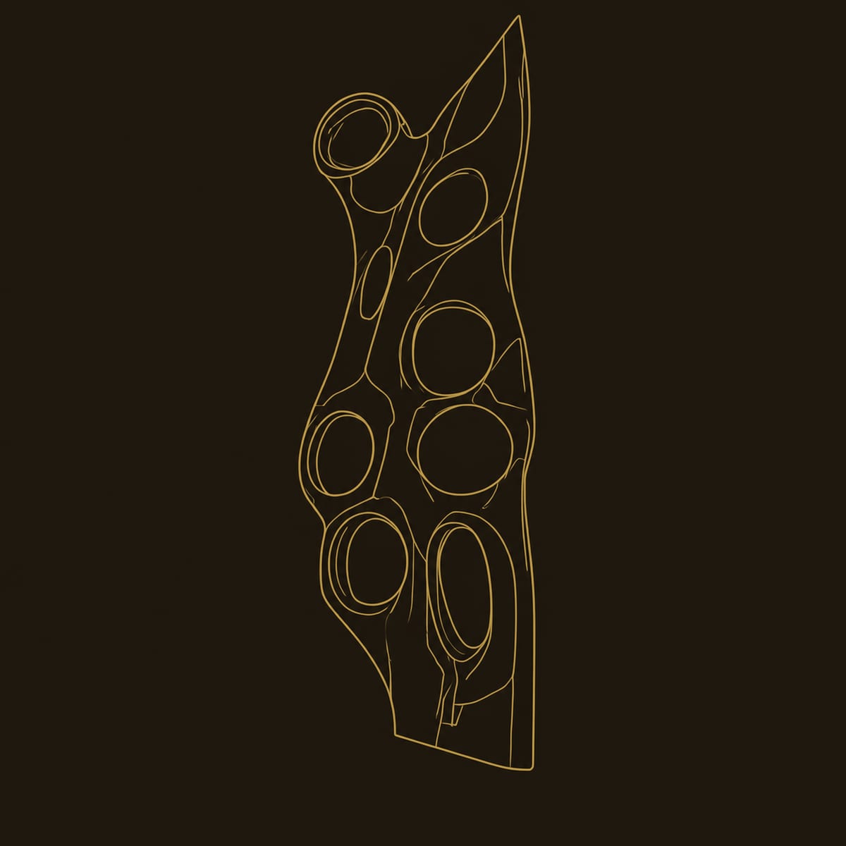 Tall Sculptural Wood Wall Art, Carved Hollow Openings dimension diagram
