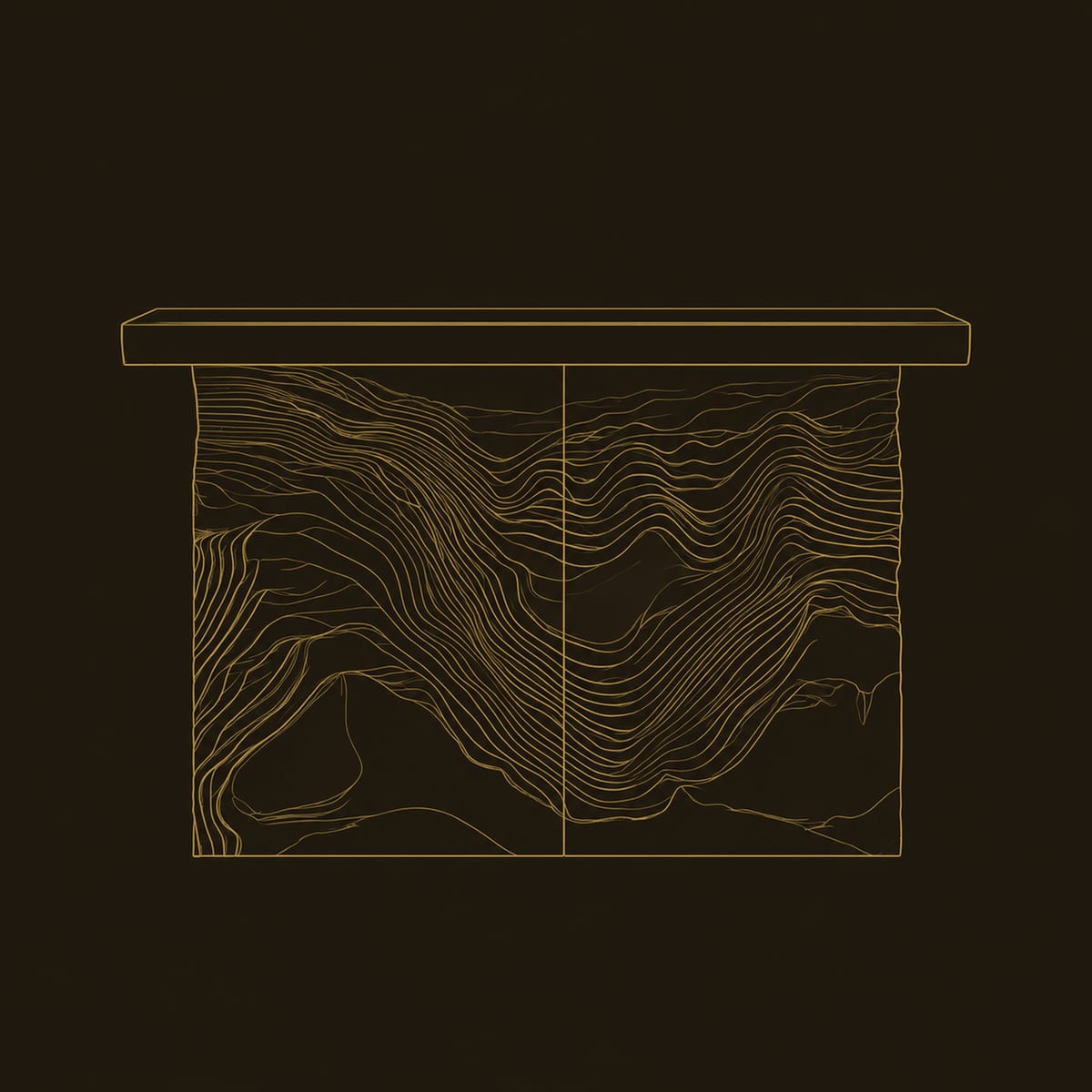 Terrain Carved Console Table With Deep Ridged Front dimension diagram