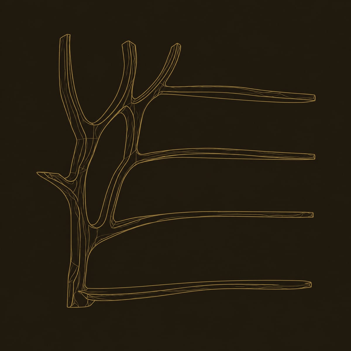 Tree Branch Wall Shelf With Four Tiers And Forked Trunk dimension diagram