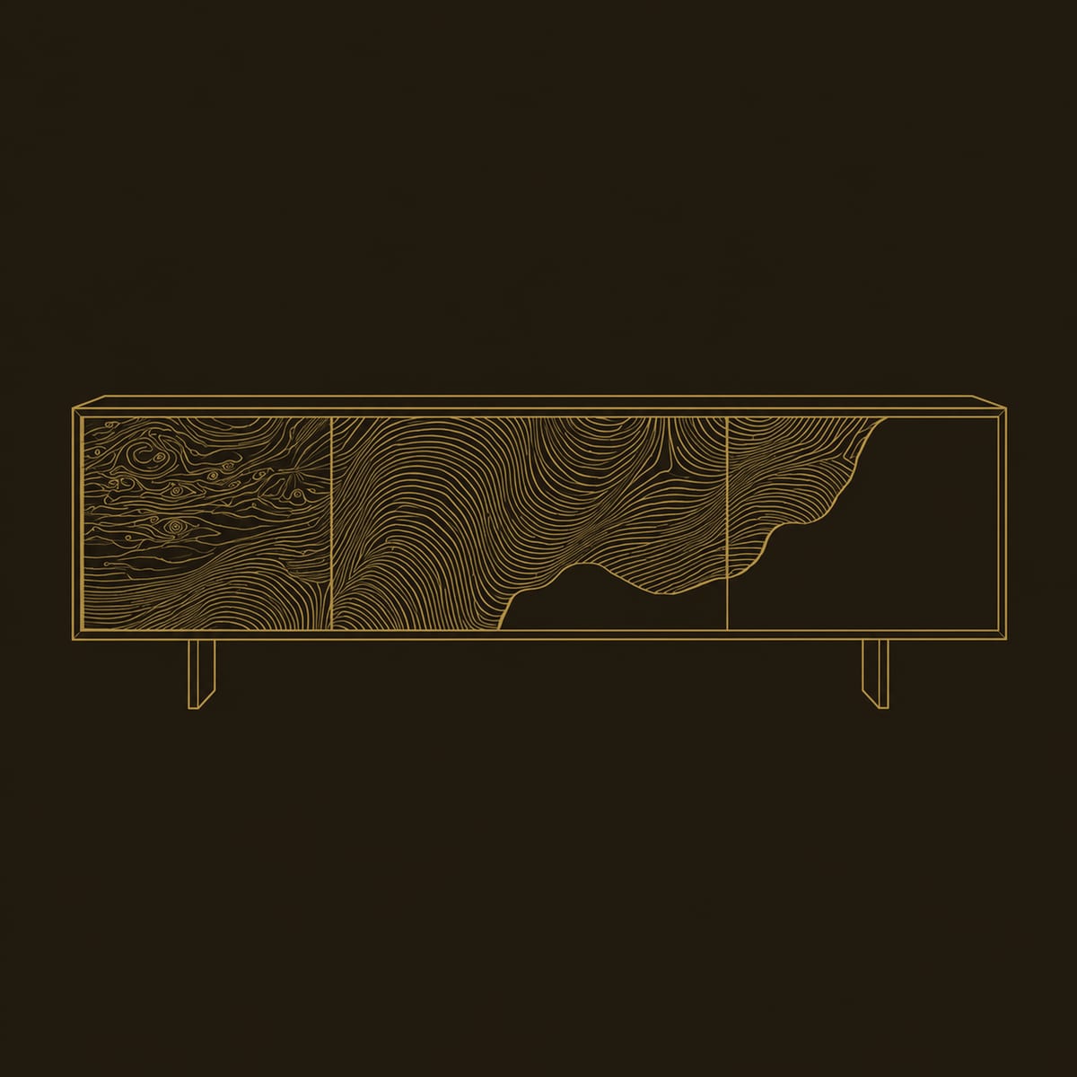 Tree Ring Carved TV Stand With Dark Wave Panel And Birds dimension diagram