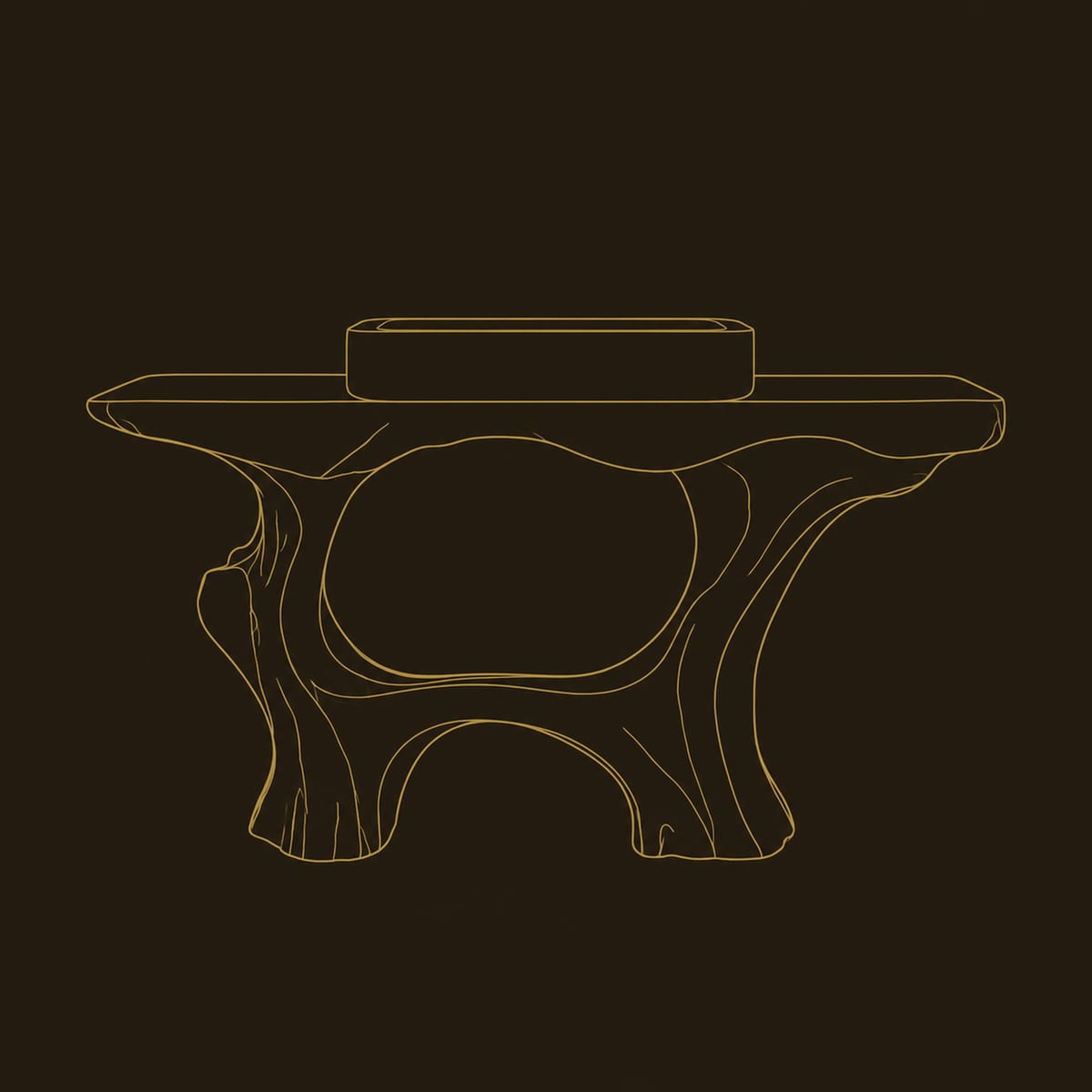 Tree Trunk Bathroom Vanity With Open Arched Base dimension diagram