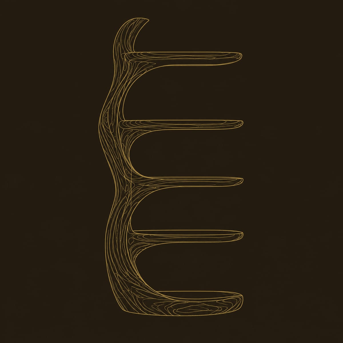 Tree Trunk Bookshelf With Five Tiered Shelves And Twisting Stem dimension diagram
