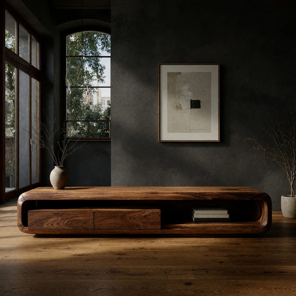 TV Console for Quiet Luxury Rooms with a Sliding Drawer Box