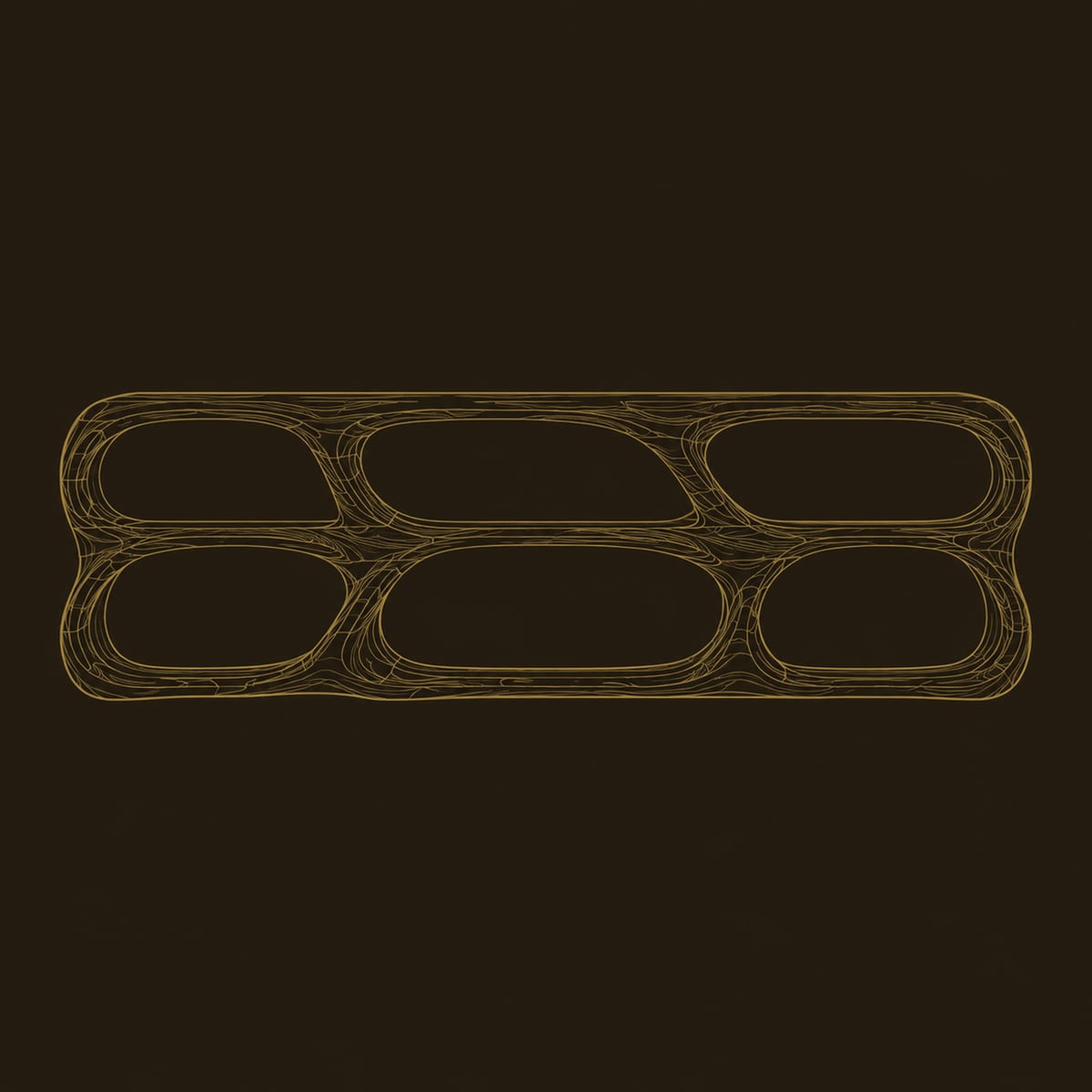 TV Stand With Sculpted Open Cells In Two Flowing Rows dimension diagram