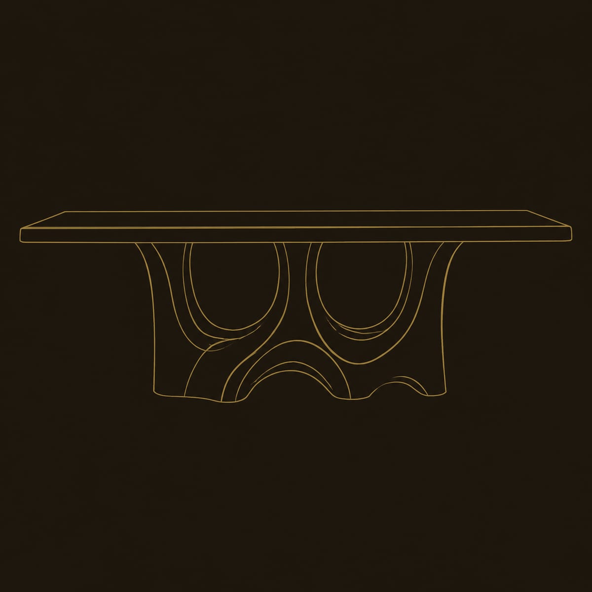 Twin Arch Sculpted Dining Table With Natural Edge Slab Top dimension diagram