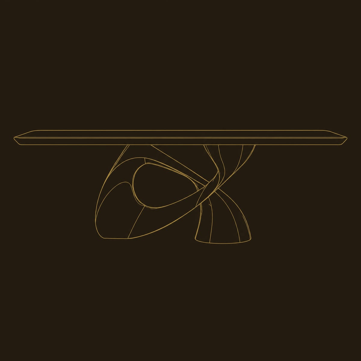 Twisted Loop Pedestal Dining Table With Sculpted Base dimension diagram