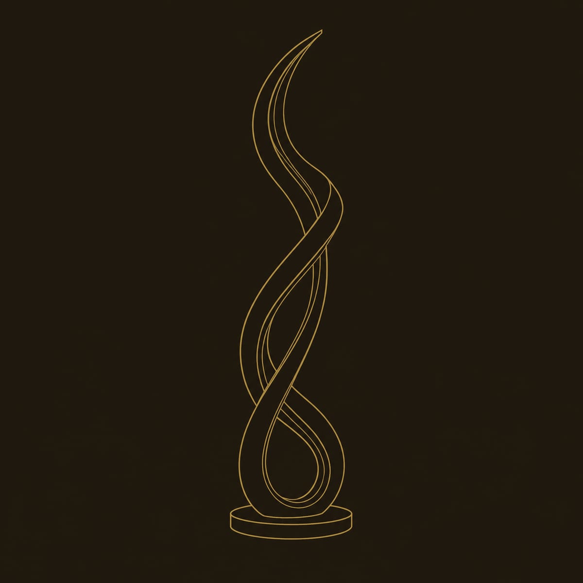 Twisted Ribbon Floor Lamp With Glowing Loop And Pointed Tip dimension diagram
