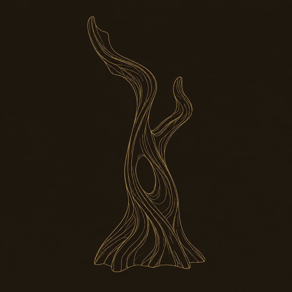 Twisted Root Style Sculpture With Open Hollow And Two Flame Tips dimension diagram