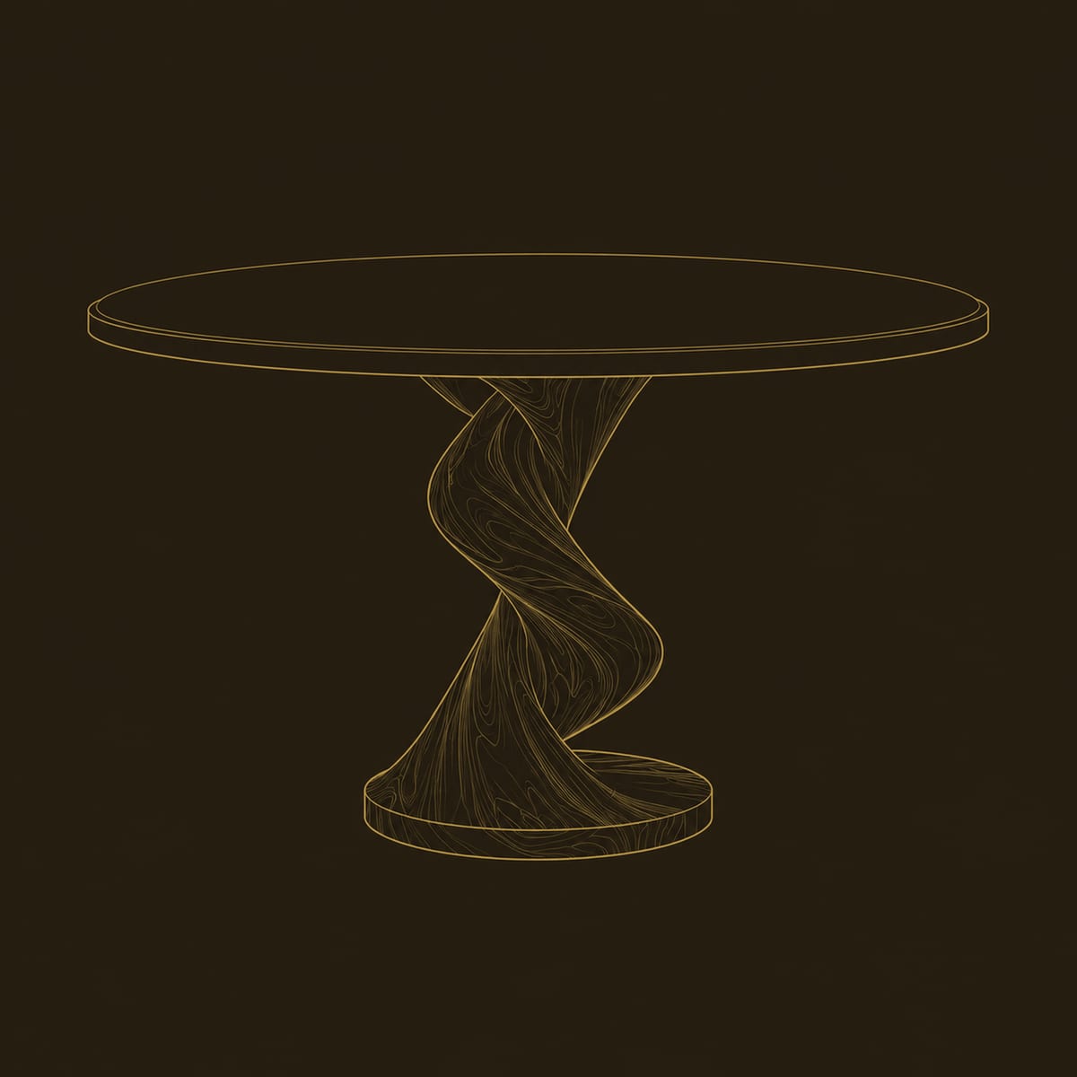 Twisted Spiral Pedestal Round Dining Table With Wide Foot dimension diagram