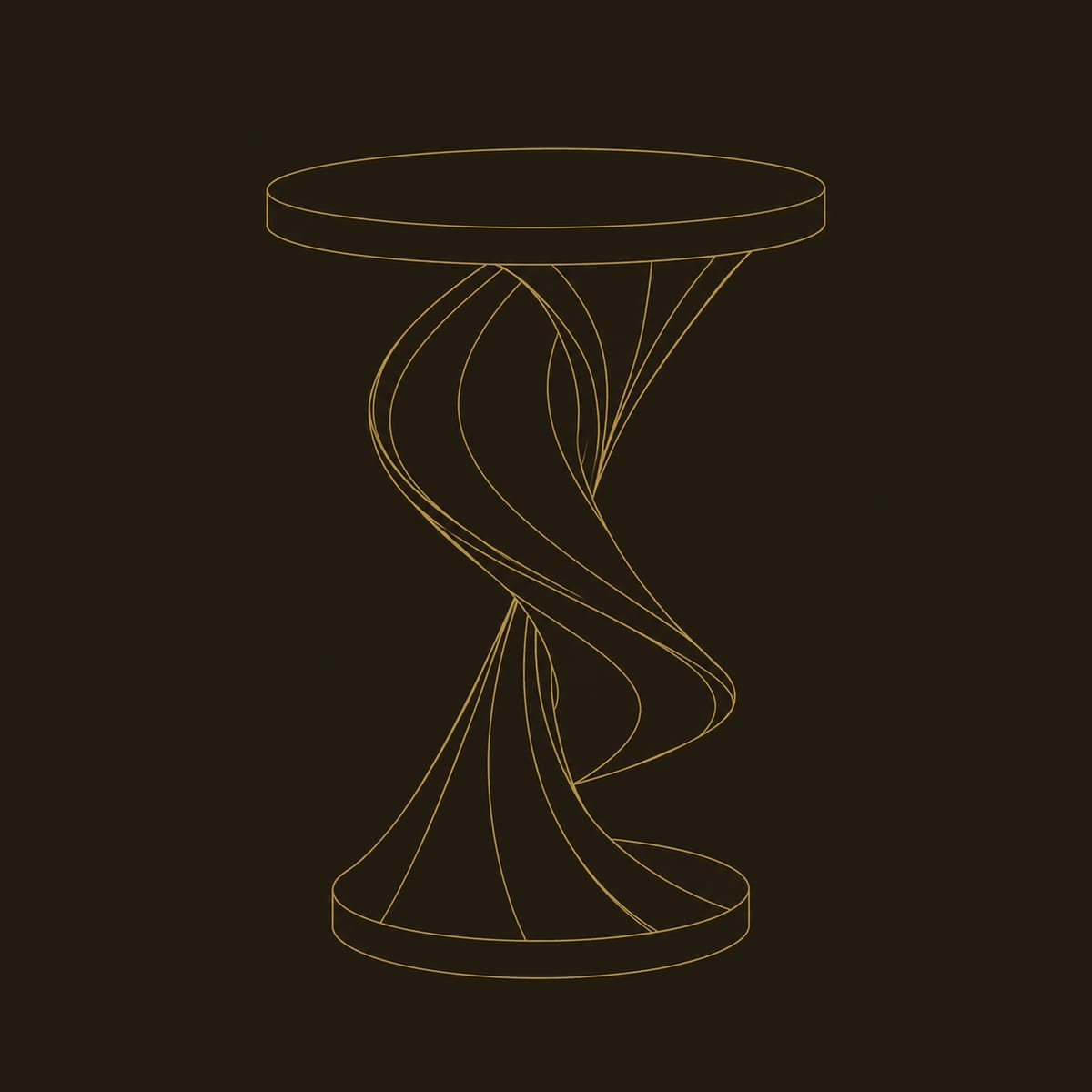 Twisted Spiral Pedestal Side Table With Round Top dimension diagram