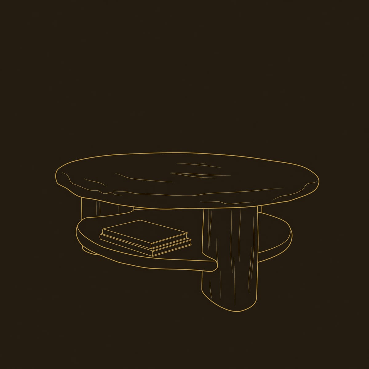 Two Tier Round Coffee Table with Column Legs dimension diagram