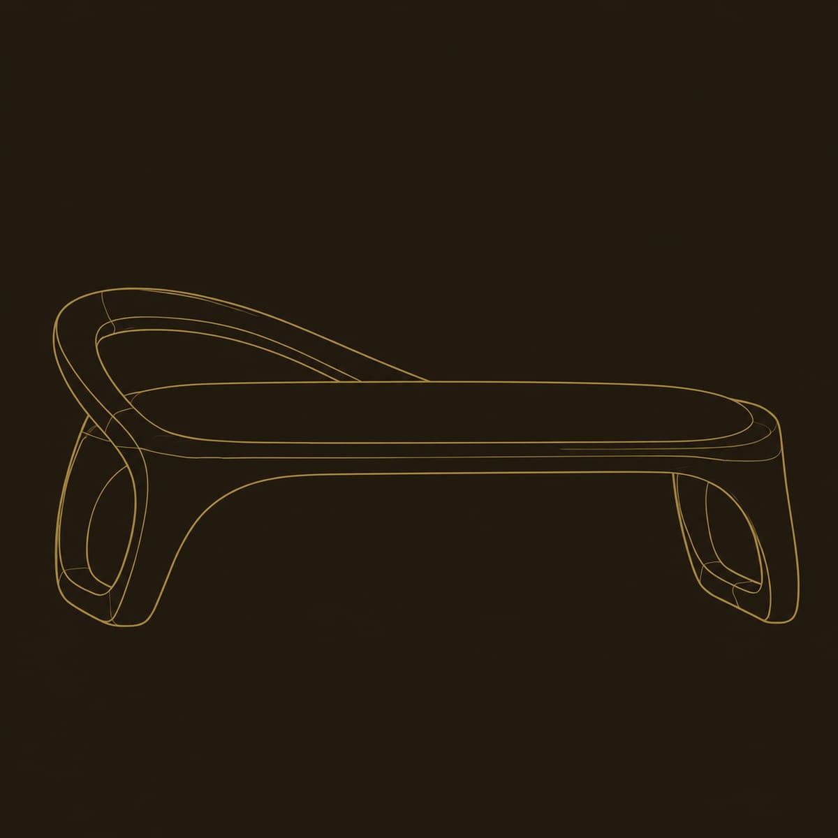 Upholstered Bench With Arched Wood Back Rail And Loop Legs dimension diagram