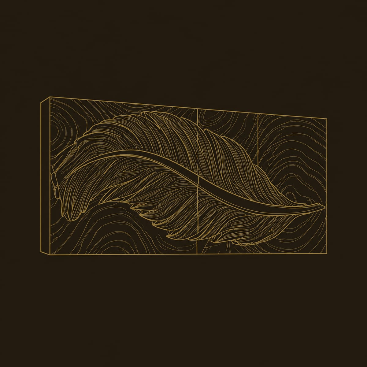 Wall Art With Carved Feather Relief And Deep Grain Swirls dimension diagram