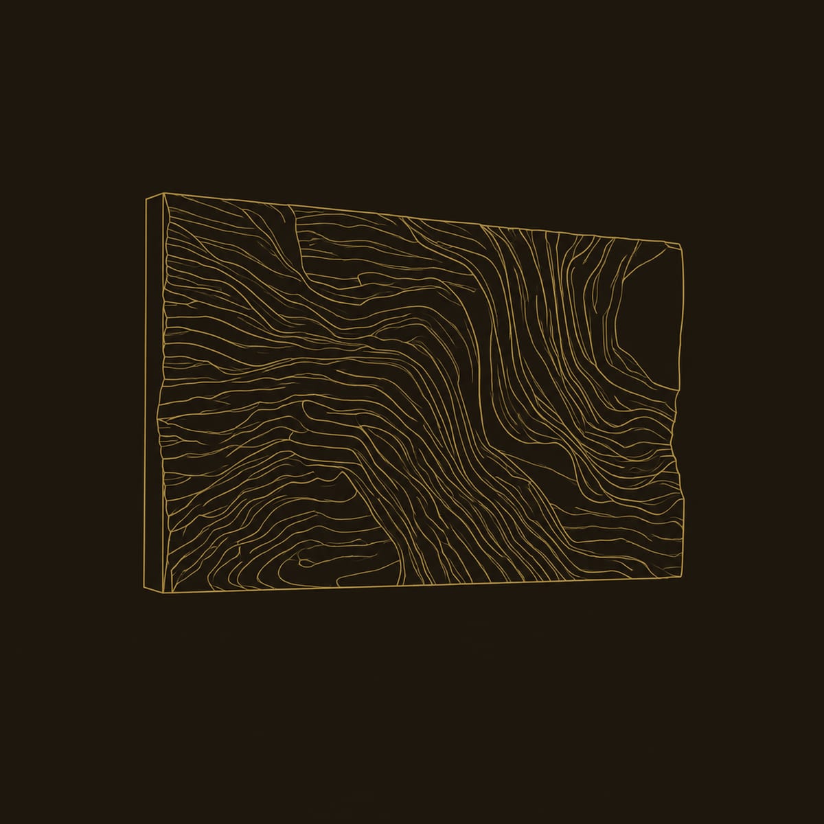 Wide Carved Relief Wall Art, Flowing Ridge Pattern dimension diagram