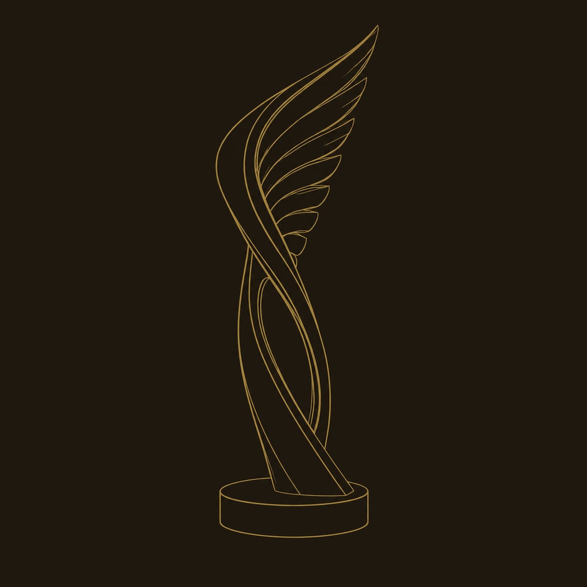 Winged Feather Floor Lamp With Glowing Oval Loop dimension diagram