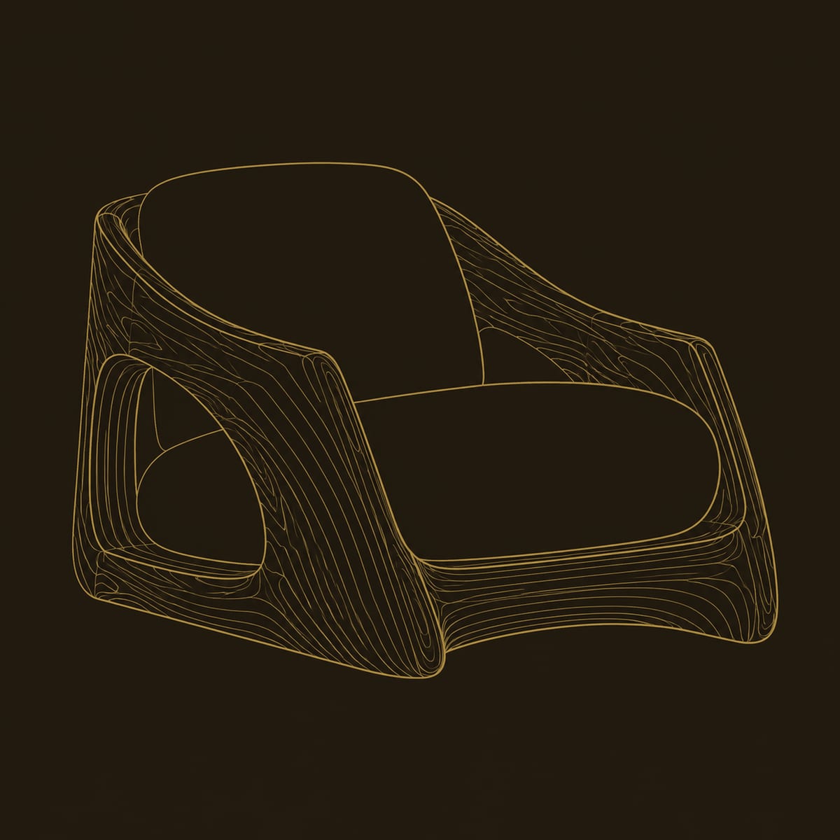 Wooden Lounge Chair With Cutout Sides And Cream Cushions dimension diagram
