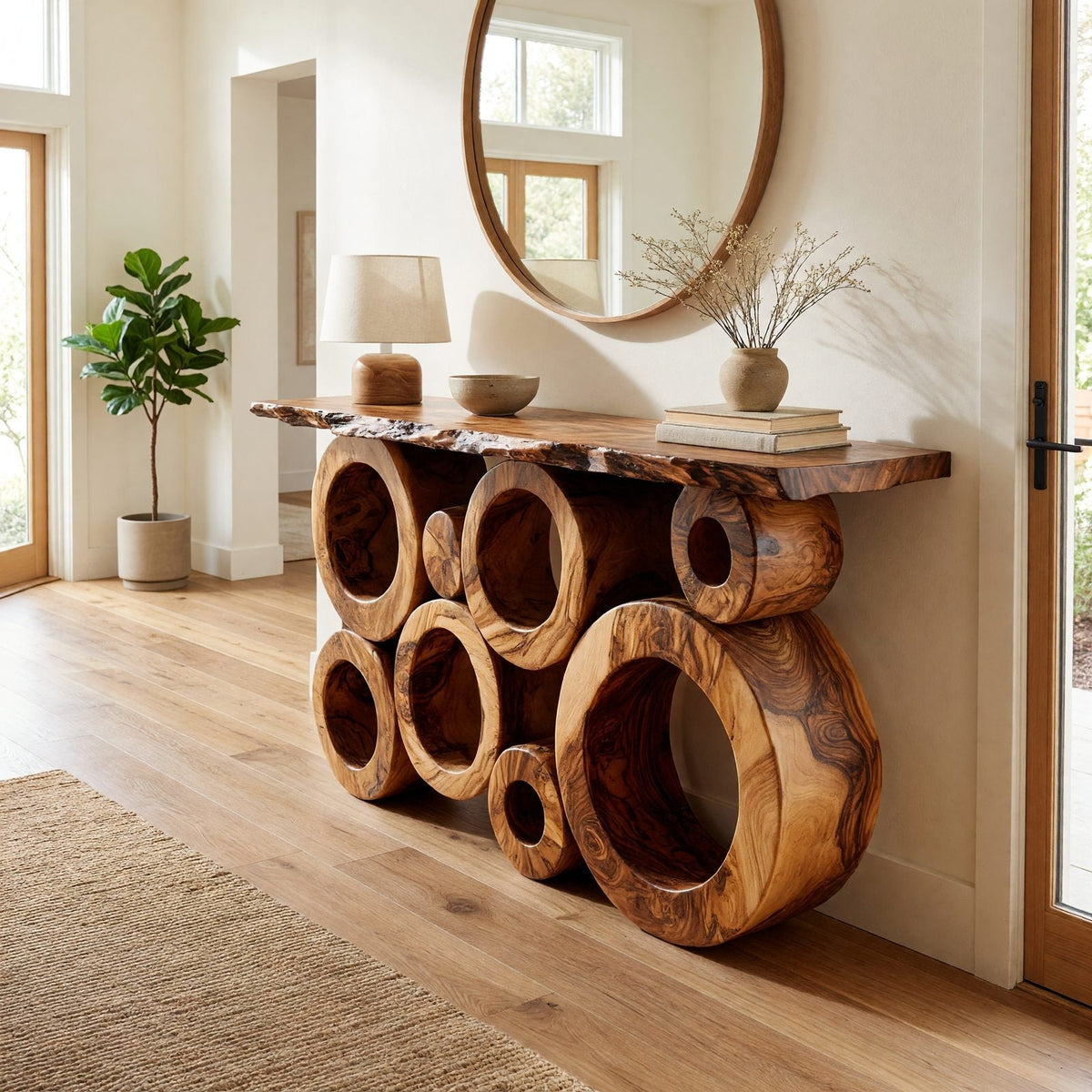 Art Deco Entryway Table: Hall Table Shapes With Geometric Symmetry