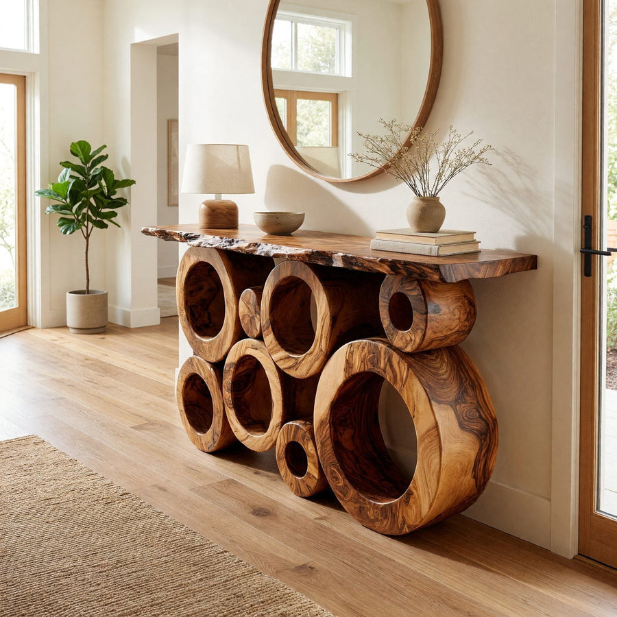 Art Deco Entryway Table: Hall Table Shapes With Geometric Symmetry