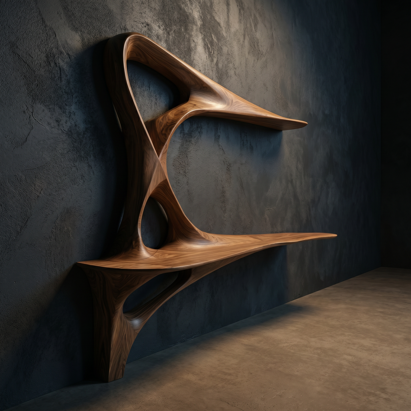 Carved Frame Rustic TV Console with Open Shelving