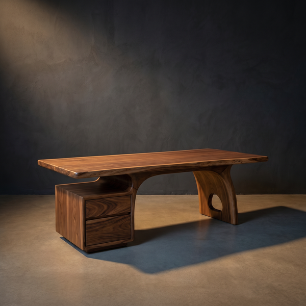 Tropical Solid Wood Work Desk with Storage Drawers