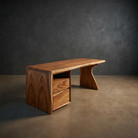 Compact Laptop Desk with Side Storage Contemporary Solid Wood Apartment Desk