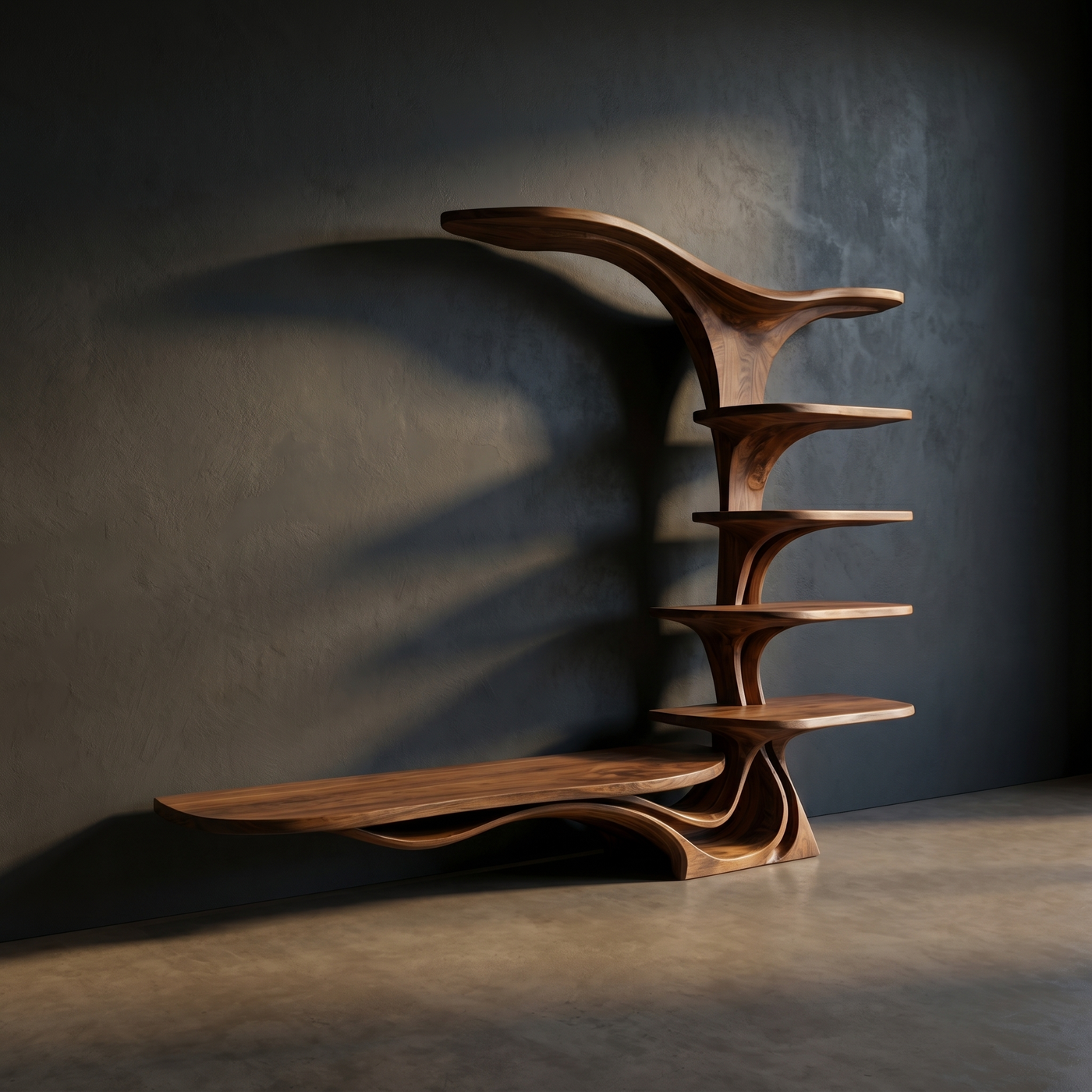 Sculptural Branch Shelving Entertainment Center