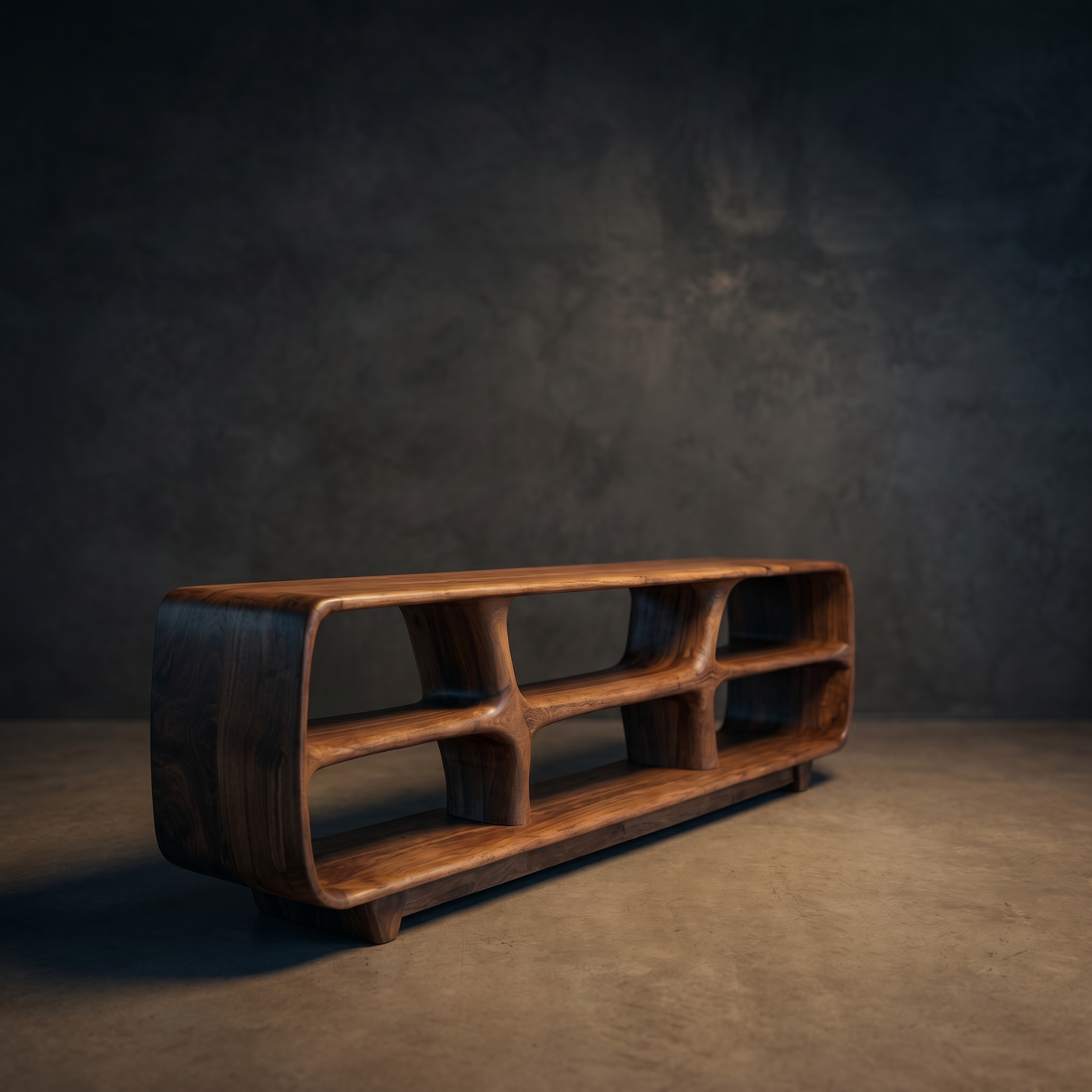 Contemporary Rounded Edge Solid Wood Bookshelf - 6 Open Display Compartments for Living Room