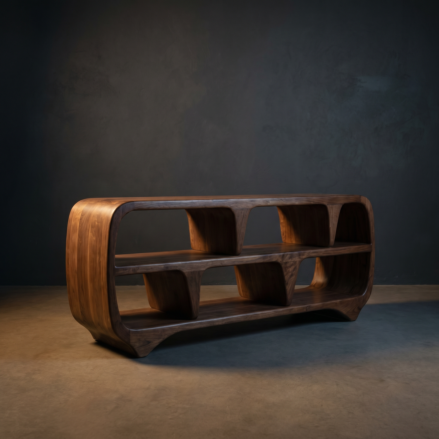 Contemporary Waterfall Edge Solid Wood Bookshelf