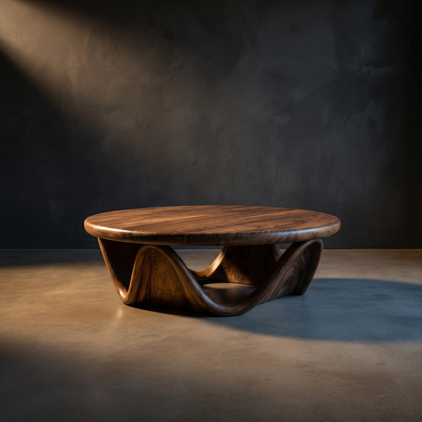 Round Coffee Table With Continuous Wave Base
