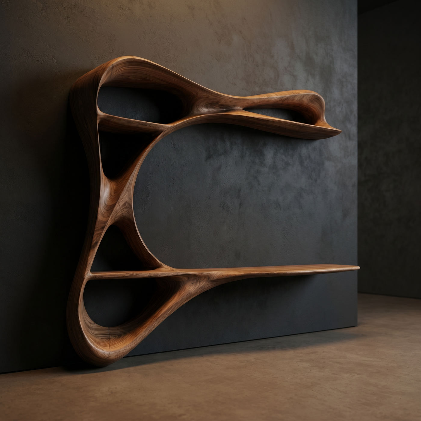 Carved Frame TV Console with Integrated Display Shelves